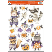 Window film Halloween Witches and vampire with glitter 29 x 41 cm