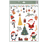 Window film christmas coloured with glitter Golden princess and santa 30 x 42 cm