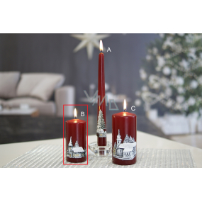 Lima Relief Church candle burgundy cylinder 50 x 100 mm