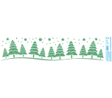 Arch Christmas sticker, window film without adhesive Green trees with glitters 50 x 12 cm