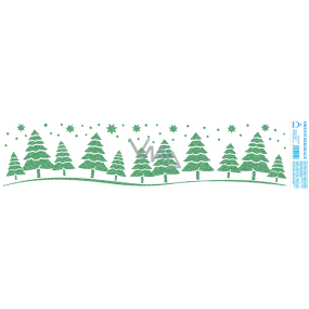 Arch Christmas sticker, window film without adhesive Green trees with glitters 50 x 12 cm