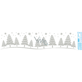 Arch Christmas sticker, window film without adhesive Silver trees 50 x 12 cm