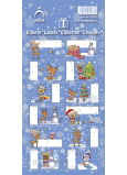 Arch Christmas labels stickers for gifts reindeer with hat, blue sheet 12 labels