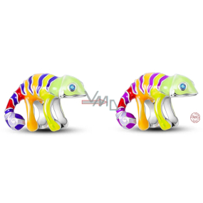 Charm Sterling silver 925 Thermo - Chameleon striped, bead for bracelet, animal