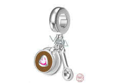 Charm Sterling silver 925 Coffee cup and spoon 2in1, food and drink bracelet pendant