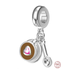 Charm Sterling silver 925 Coffee cup and spoon 2in1, food and drink bracelet pendant