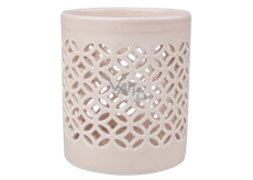 Porcelain candlestick old pink 9 x 10,5 cm