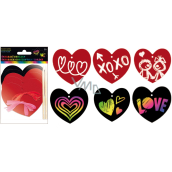 Scratching hearts 6 pcs 11 cm, 2 chisels, 6 ribbons