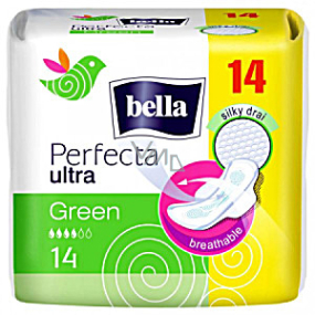 Bella Perfecta Slim Green ultra-thin sanitary napkins with wings, neutralise odours 14 pieces