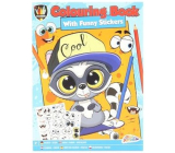 Grafix Colouring book A4 with funny stickers blue 24 pages, for children 3+