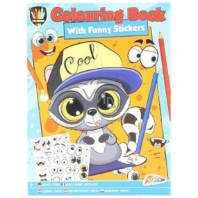 Grafix Colouring book A4 with funny stickers blue 24 pages, for children 3+