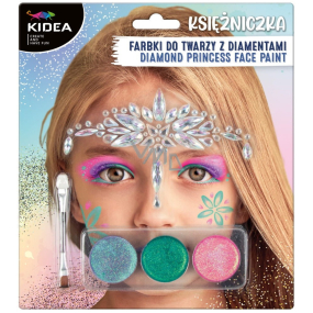 Kidea Princess face paints + brush + rhinestones, creative set