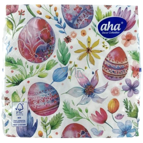 Aha Paper Napkins 3 layers 33 x 33 cm 20 pieces Easter coloured eggs and flowers