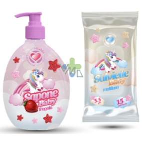 Setablu Fragola Unicorn baby liquid soap 500 ml + wet wipes 15 pieces, cosmetic set