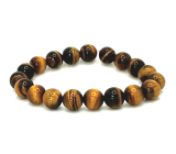 Tiger eye yellow bracelet elastic natural stone, ball 10 mm / 16-17 cm, stone of the sun and earth, brings luck and wealth