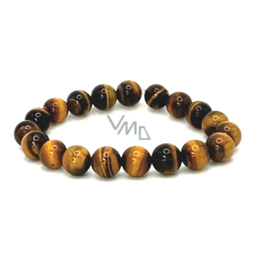 Tiger eye yellow bracelet elastic natural stone, ball 10 mm / 16-17 cm, stone of the sun and earth, brings luck and wealth