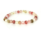 Tourmaline watermelon mat bracelet elastic natural stone, ball 6 mm / 16 - 17 cm, guardian of good mood