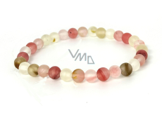Tourmaline watermelon mat bracelet elastic natural stone, ball 6 mm / 16 - 17 cm, guardian of good mood