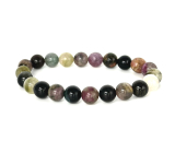 Tourmaline coloured bracelet elastic natural stone, ball 8 mm / 16-17 cm, AAA guardian of good mood