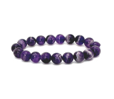 Amethyst Chevron Bracelet Elastic Natural Stone, 10 mm Bead / 16 - 17 cm, Stone of Kings and Bishops