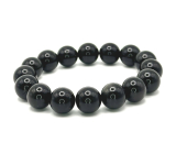 Obsidian bracelet elastic natural stone, ball 12 mm / 16 - 17 cm, borderless