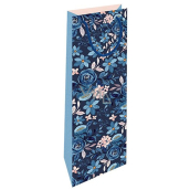 Nekupto Paper gift bag for bottle 10 x 33 x 8,5 cm Floral pattern blue