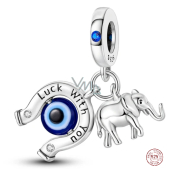 Charm Sterling silver 925 Horseshoe, blue eye, elephant, lucky bracelet pendant