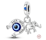 Charm Sterling silver 925 Horseshoe, blue eye, elephant, lucky bracelet pendant