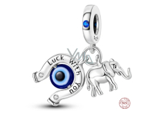 Charm Sterling silver 925 Horseshoe, blue eye, elephant, lucky bracelet pendant