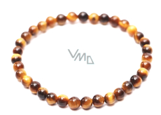 Tiger eye bracelet elastic natural stone, ball 4 mm / 15 cm, for children, stone of the sun and earth, brings luck and wealth
