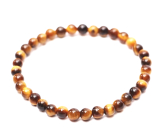 Tiger eye bracelet elastic natural stone, ball 4 mm / 15 cm, for children, stone of the sun and earth, brings luck and wealth