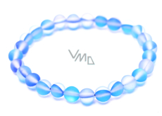 Opalite blue matt bracelet elastic, synthetic stone ball 6 mm / 16 cm, for children, wishing and hope stone