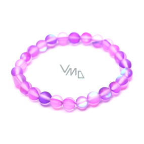 Opalit purple matt bracelet elastic, synthetic stone ball 6 mm / 16 cm, for children, wishing and hope stone