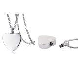 Commemorative urn pendant, Heart matt waterproof, Stainless steel 25 x 20 mm + chain 50 cm