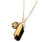 Memorial, memorial urn pendant, tree of life. gold.waterproof, stainless steel 10 x 28 mm