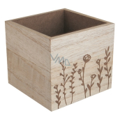 Wooden flower pot with meadow flowers 10 x 9 x 10 cm