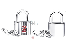 Charm Sterling silver 925 Padlock and key 2in1 red, love bracelet pendant