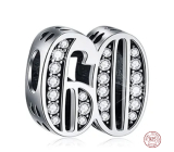 Charm Sterling silver 925 60 anniversary, bead on bracelet
