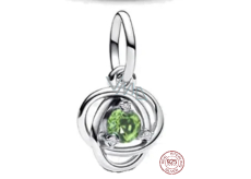 Charm Sterling silver 925 Green light circle of eternity August, pendant on bracelet symbol