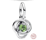 Charm Sterling silver 925 Green light circle of eternity August, pendant on bracelet symbol