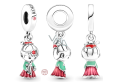 Charm Sterling silver 925 Korea Korean Hanbok doll pendant, travel bracelet pendant