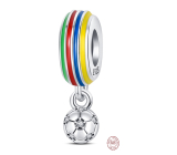 Charm Sterling silver 925 Euro 2024 Football coloured, bead on bracelet sport