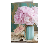Nekupto Birthday Card Vase Peonies 115 x 170 mm