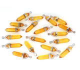 Crystal glass yellow Hexagon pendulum pendant natural stone 41 x 13 mm, hand-carved, stone of stones, 1 piece