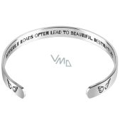 Stainless steel bracelet silver with engraving You are loved..., open cuff, 2.5 mm