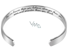 Stainless steel bracelet gold-plated with double-sided engraving You are braver than you think.., open cuff, 2.5 mm