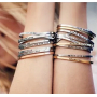 Stainless steel bracelet silver with engraving Be the change, open cuff, 4 mm