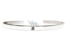 Stainless steel bracelet silver with engraving Symbol, open cuff, 4 mm