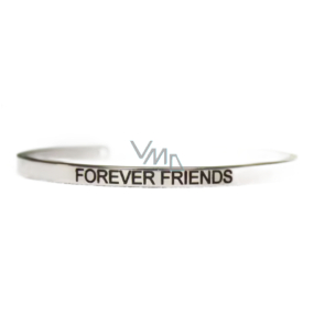 Stainless steel bracelet silver with engraving Friends forever, open cuff, 4 mm