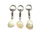 White Agate Tumbled Pendant Keychain Natural Stone, approx. 10 cm,